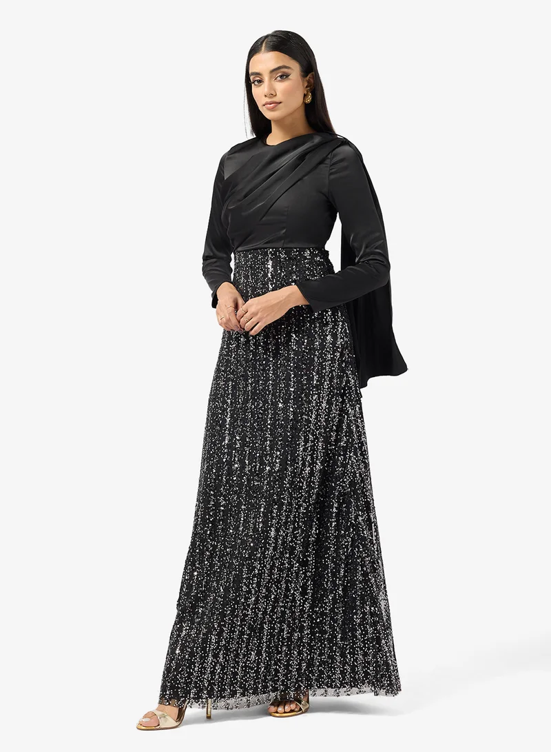 Khizana  Draped Dress With Embellished Bodice for Women | Best Price UAE