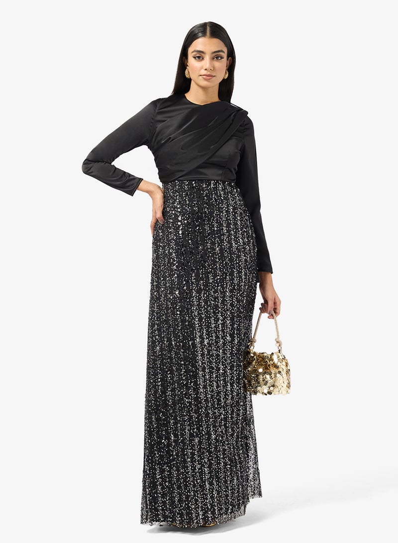 Khizana Draped Dress With Embellished Bodice - Image 1