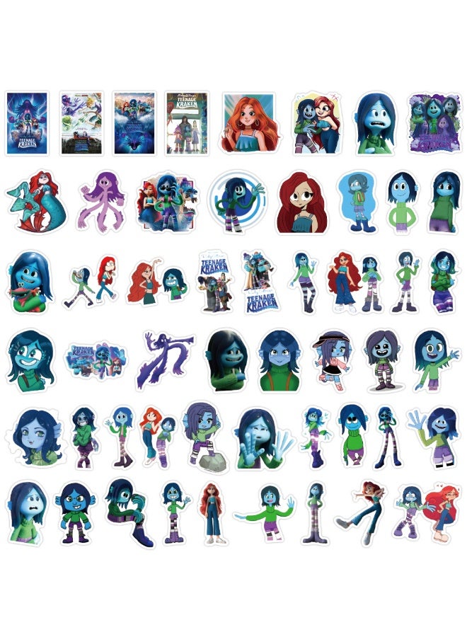 NIBEMINENT 50 Pcs Ruby GillmanKraken Deco Kit Waterproof Stickers, High Definition Printing Bright Colors, Suitable for Laptop Skateboard Luggage Water Bottle Guitar DIY - Image 3