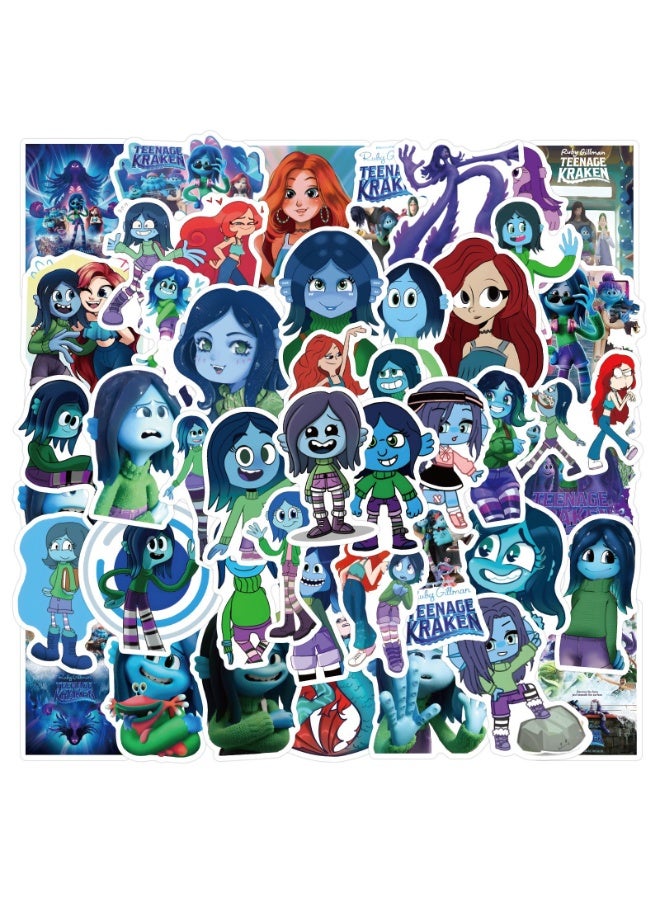 NIBEMINENT 50 Pcs Ruby GillmanKraken Deco Kit Waterproof Stickers, High Definition Printing Bright Colors, Suitable for Laptop Skateboard Luggage Water Bottle Guitar DIY - Image 2