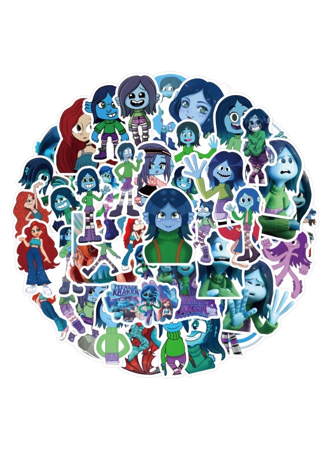 NIBEMINENT 50 Pcs Ruby GillmanKraken Deco Kit Waterproof Stickers, High Definition Printing Bright Colors, Suitable for Laptop Skateboard Luggage Water Bottle Guitar DIY - Image 1