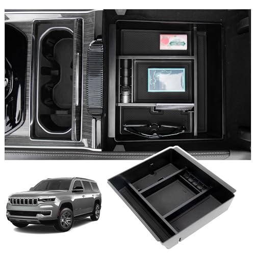 Sinminou Center Console Organizer Compatible with 2022-2026 Jeep Wagoneer/L, 2022-2026 Jeep Grand Wagoneer/L Accessories, Armrest Storage Box - Image 1