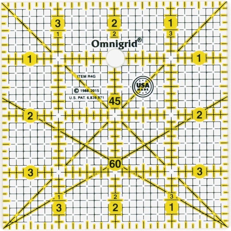 Omnigrid Omnigrid 4Inch Square Grid Ruler Clear Quilting and Sewing Ruler  - Image 1