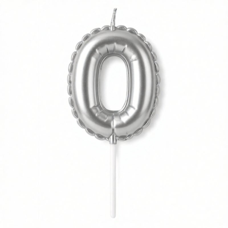 TOY GARDEN Silver Number 0 Candle for Birthday Cake Decoration, Metallic Finish Party Cake Topper, Number Candle for Kids First Birthday, Anniversary & Celebration Supplies - Image 1