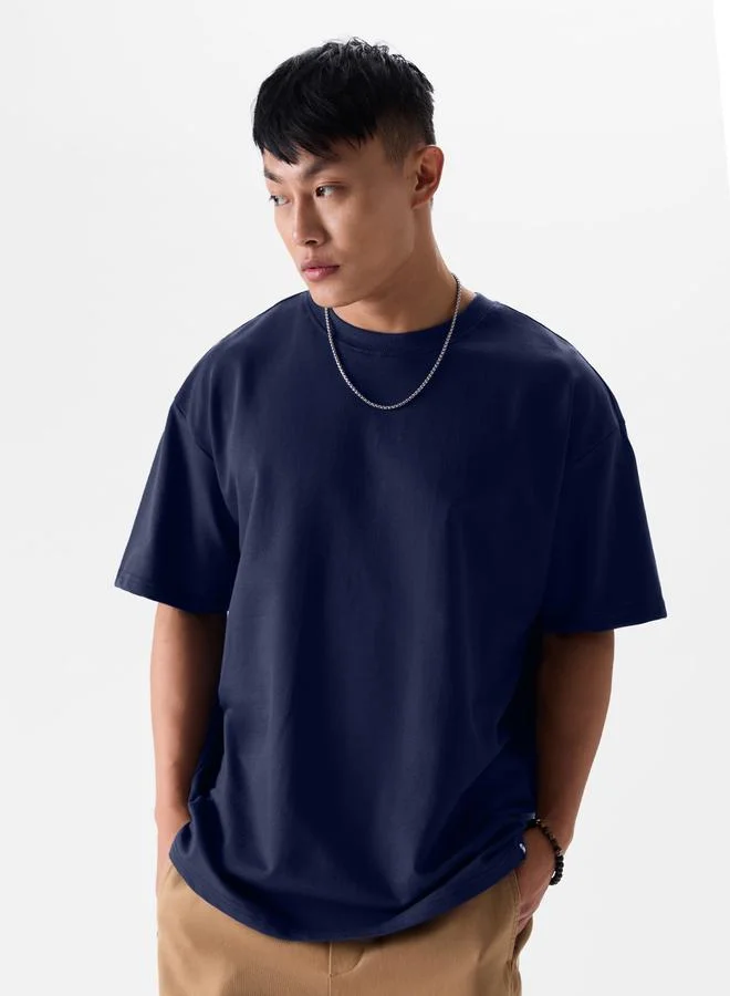 The Souled Store Men Navy Blue Oversized T-Shirt
