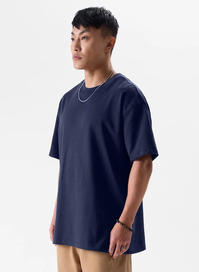 The Souled Store Men Navy Blue Oversized T-Shirt