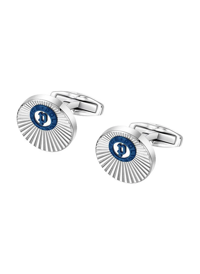 POLICE Police Radiant Stainless Steel Gents Cufflinks With Blue Logo - PEAGC0023005