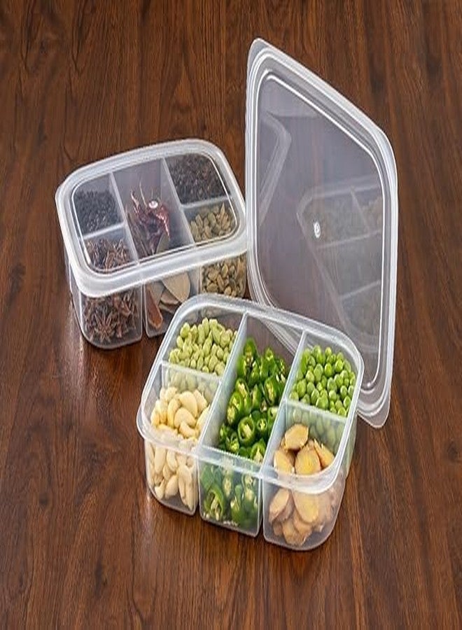 SORATH Airtight Fridge Storage Box with 5 Compartments | Food Storage Containers with Lids for Meat, Vegetables, Onion, Garlic, and Fruits (Pack 2) - Image 1