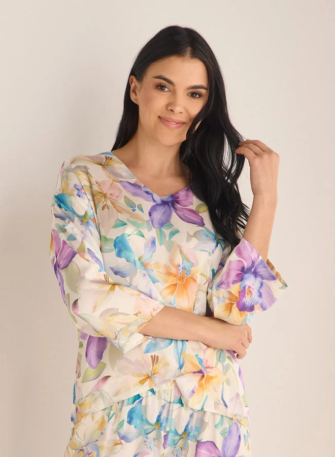 Splash FAV Floral Print T-shirt and Pyjama Set