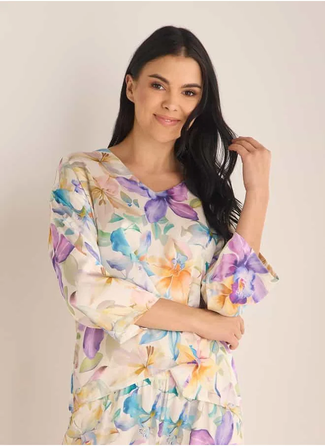 فاف Floral Print T-shirt and Pyjama Set