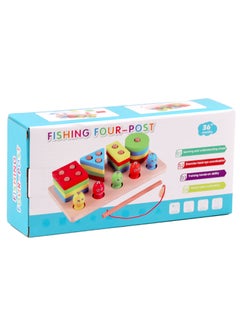 Wooden Montessori Kids Column Set Shape Matching Educational Toys WD-Stereo Fishing Four Sets of Columns