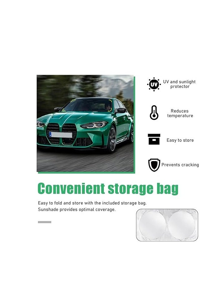 BYSON BYSON Car Windshield Sun Shade, 150 x70 cm Reflective Auto Front Window Sun Shield Interior Protection, Foldable Sun Shade Blocks Heat UV Rays  - Image 3