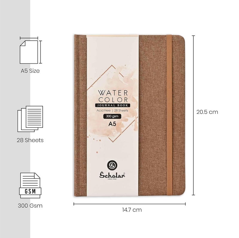 Scholar Watercolour Journal 300 GSM (A5 Portrait, Khakhi) - Image 2