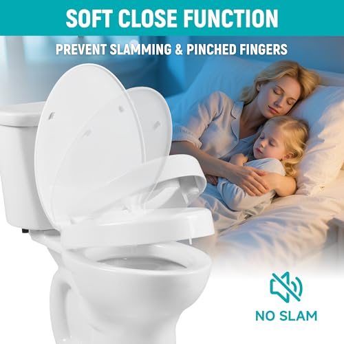 LimLuc Elongated Toilet Seat Risers for Seniors, 2.5 Inch Elevated Toilet Seat with Slow Close, Non-Slip Raised Toilet Seat, 18.5" Fit for Elongated Toilet, White - Image 4