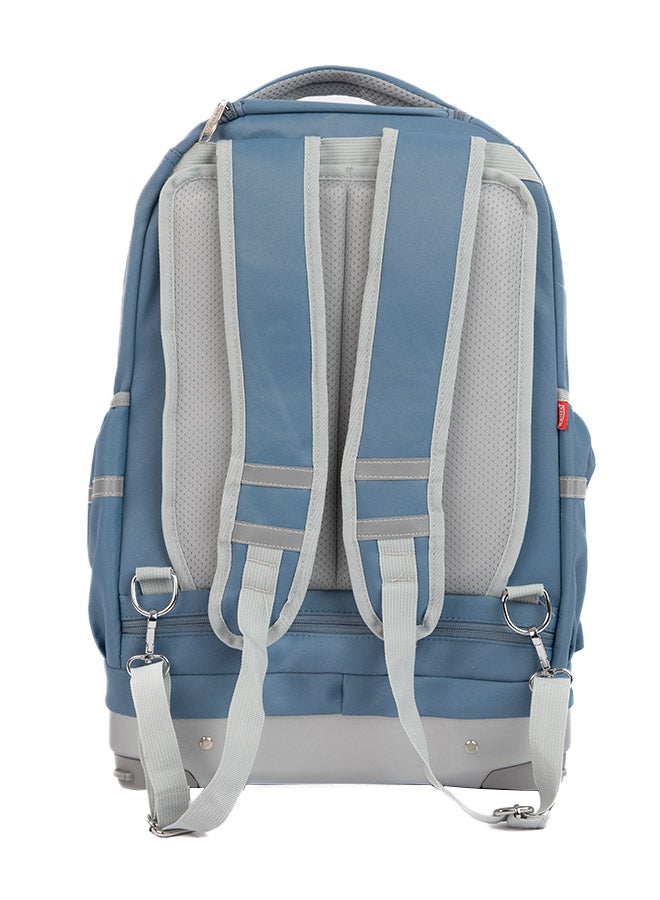 بريما حقيبة مدرسية للطلاب بعجلات مقاس 20 إنش مع 4 عجلات قابلة للإزالة | حقيبة عربة قابلة للتحويل مع منفذ USB، سحّابات قوية، جيوب منظمة داخلية، تصميم أزرق أنيق ومريح وخفيف - Image 5