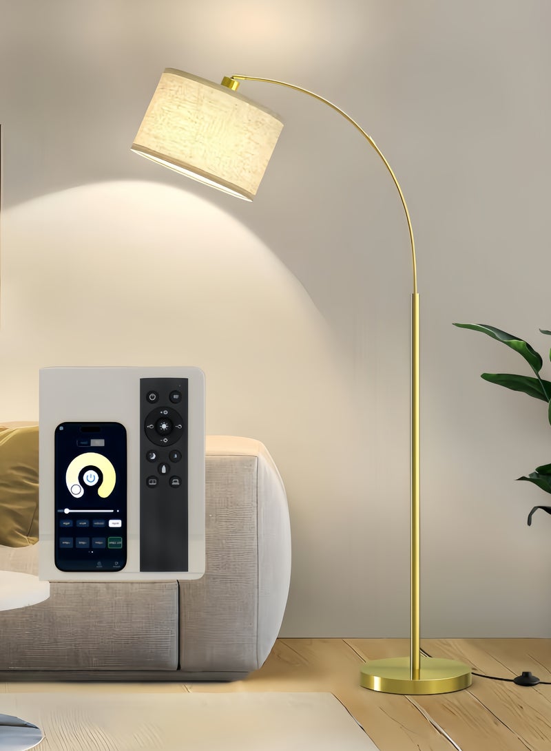 الأمويلات مصباح أرضي حديث بظلال درام معلق قابل للتعديل مع تحكم عن بعد: إضاءة LED بثلاث ألوان قابلة للتعتيم لغرف النوم، المعيشة أو المكتب. أبعاد 90*90*175سم. - Image 1
