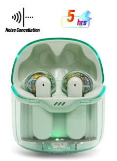 Generic True Wireless Bluetooth Headphones In-Ear Translucent Noise Cancelling Green for iPhone Android  - Image 1