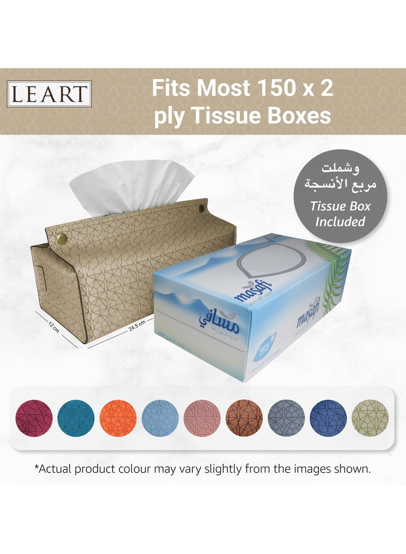 LeArt Leather Tissue Box Holder – Tissue Box Holder for Home Decorations for Living Room, Bedroom and Office | Tissue Box Cover | Car Tissue Holder | Tissue Box Cover for Car (Tan Debossed)  - Image 5