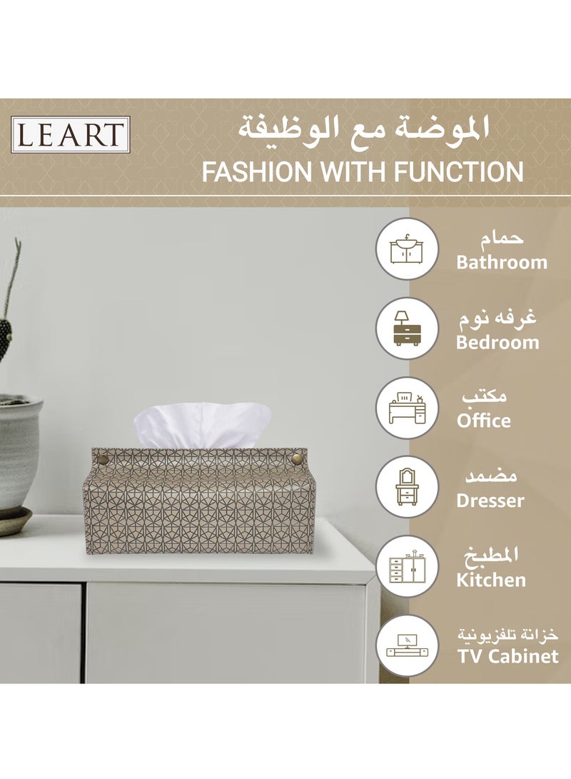 LeArt Leather Tissue Box Holder – Tissue Box Holder for Home Decorations for Living Room, Bedroom and Office | Tissue Box Cover | Car Tissue Holder | Tissue Box Cover for Car (Tan Debossed)  - Image 4