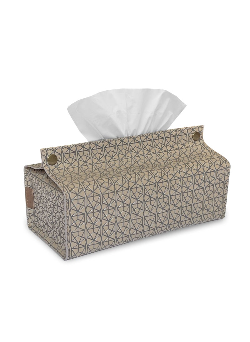 LeArt Leather Tissue Box Holder – Tissue Box Holder for Home Decorations for Living Room, Bedroom and Office | Tissue Box Cover | Car Tissue Holder | Tissue Box Cover for Car (Tan Debossed)  - Image 1