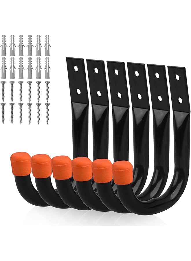 erorex 6 Pack Garage Hooks, Utility Hooks, Garage Hook Heavy Duty Wall Hook (Black) - Image 1