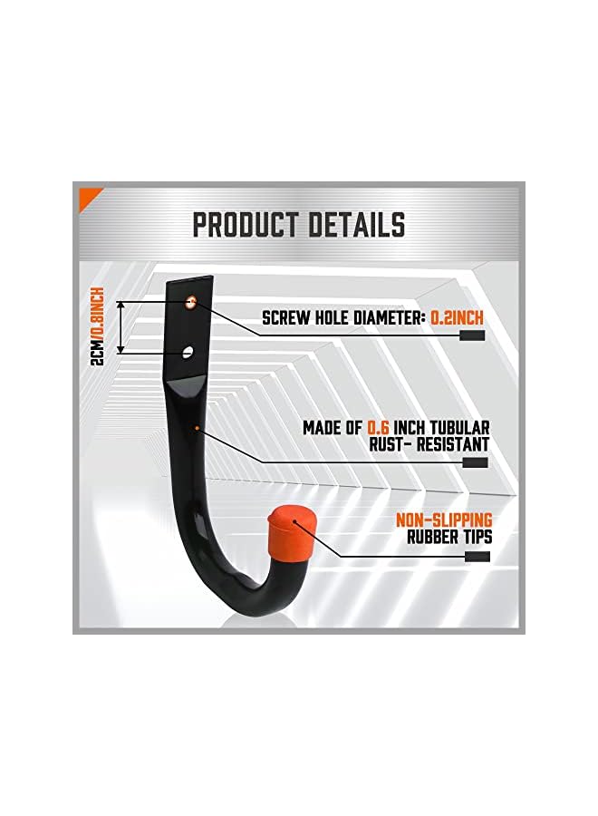 erorex 6 Pack Garage Hooks, Utility Hooks, Garage Hook Heavy Duty Wall Hook (Black) - Image 3