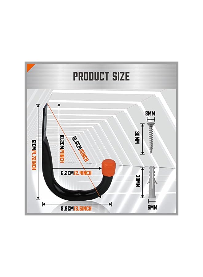 erorex 6 Pack Garage Hooks, Utility Hooks, Garage Hook Heavy Duty Wall Hook (Black) - Image 2