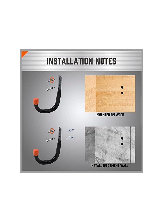 erorex 6 Pack Garage Hooks, Utility Hooks, Garage Hook Heavy Duty Wall Hook (Black) - Image 5