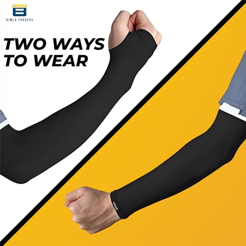 BTfash Unisex UV Protection Compression Cooling Sleeve Cover with Thumb Hole for Cycling, Driving, Running, Riding, Fishing, Golfing and Outdoor Sports (Black_PO2) - Image 4