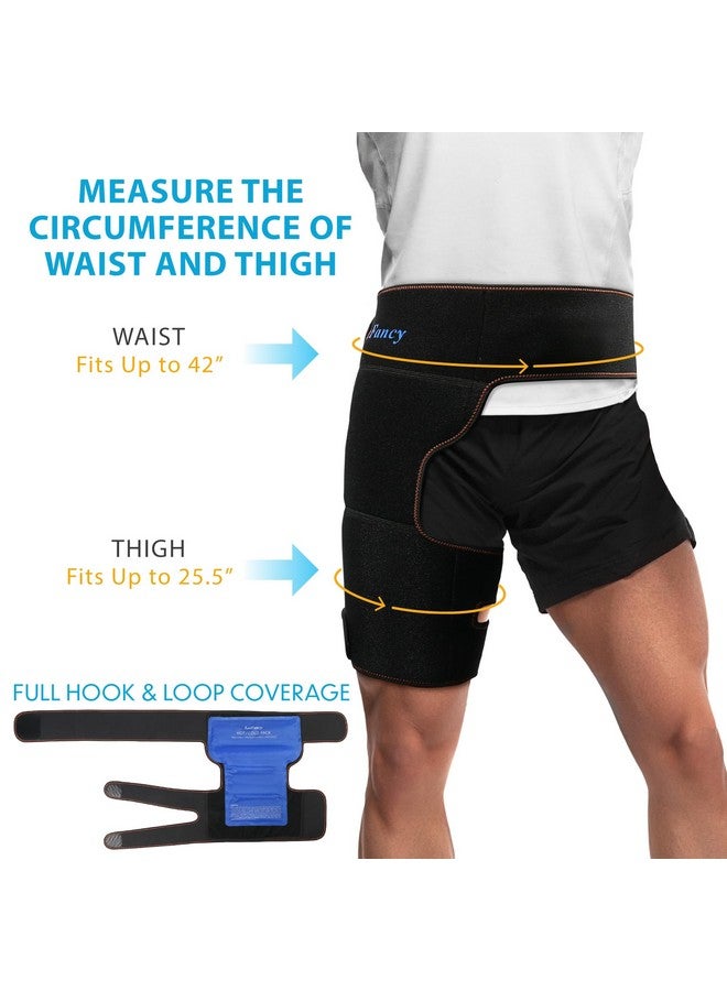 LotFancy Hip Brace With Hot Cold Pack, Gel Ice Pack Groin Wrap Support For Women And Men, Compression Brace For Hamstring, Thigh, Sciatica, Arthritis, Bursitis, Injuries, Nerve Pain Relief - Image 2