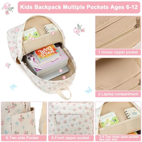 BTOOP School Backpack for Girls Kids Teens Cute School Bookbag Set with Insulated Lunch Box Pencil Case - Image 4