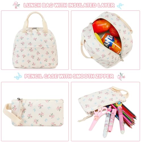 BTOOP School Backpack for Girls Kids Teens Cute School Bookbag Set with Insulated Lunch Box Pencil Case - Image 3