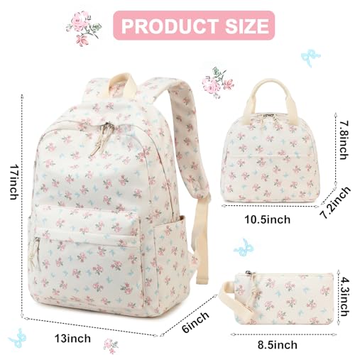 BTOOP School Backpack for Girls Kids Teens Cute School Bookbag Set with Insulated Lunch Box Pencil Case - Image 2