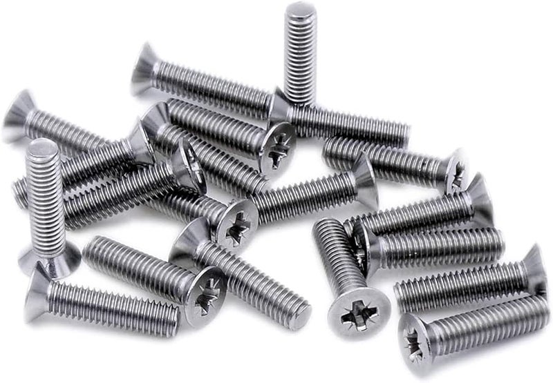 Stainless Steel Countersunk Screws, Phillips Head, M6 x 12mm, 20pcs