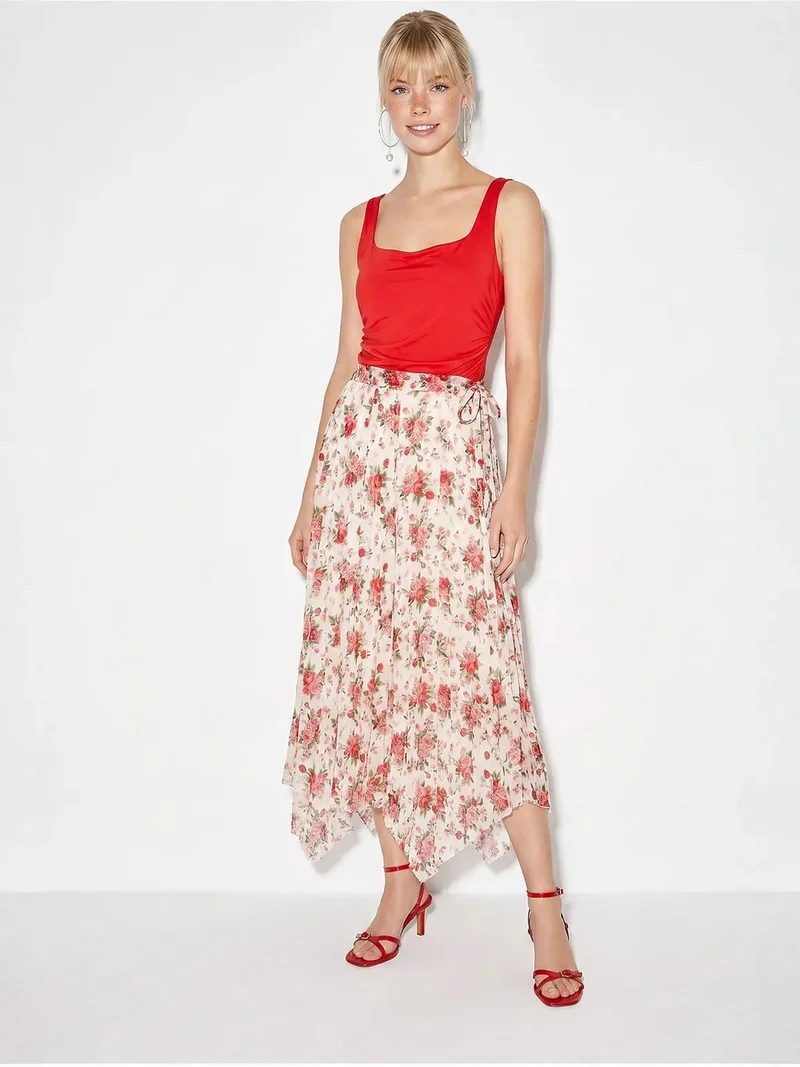 بيانكو لوتشي LUCCI Floral High-Waist Maxi Skirt