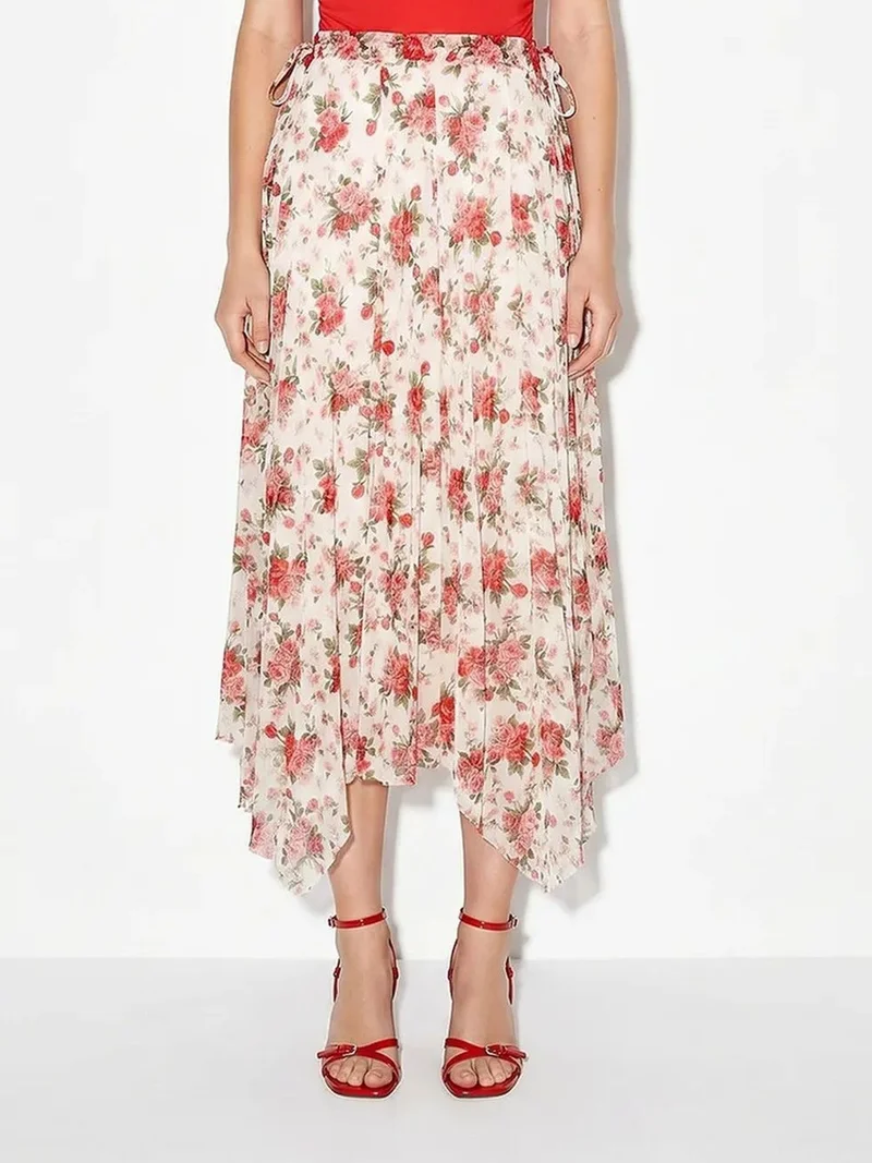 بيانكو لوتشي LUCCI Floral High-Waist Maxi Skirt