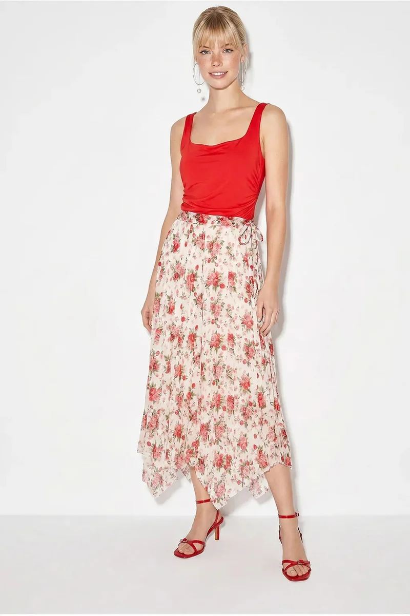 بيانكو لوتشي LUCCI Floral High-Waist Maxi Skirt