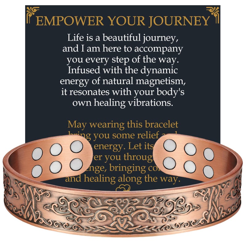 Jecanori Copper Bracelet, 99.99% Pure Copper Bracelet for Men, 18X Strength Magnetic Bracelets for Men with 3,800 Gauss Magnets - Image 1