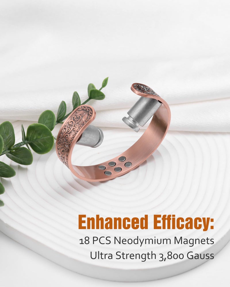 Jecanori Copper Bracelet, 99.99% Pure Copper Bracelet for Men, 18X Strength Magnetic Bracelets for Men with 3,800 Gauss Magnets - Image 3