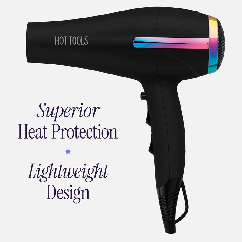 Hot Tools Professional Ceramic Rainbow Hair Dryer - Fast Drying Blow Dryer with Quiet Operation and Ion Technology for Long-Lasting and Shinier Hair - 1875 Watts - Image 2