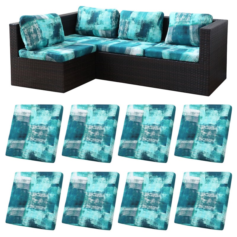 BIETYONE 8Pcs Stretch Patio Cushion CoversOutdoor Couch Covers ReplacementOutdoor Couch Sofa Slipcoversfor Patio Furniture Cushion CoversWashable Reusable Furniture ProtectorTurquoiseCover Only - Image 2
