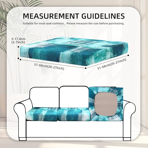 BIETYONE 8Pcs Stretch Patio Cushion CoversOutdoor Couch Covers ReplacementOutdoor Couch Sofa Slipcoversfor Patio Furniture Cushion CoversWashable Reusable Furniture ProtectorTurquoiseCover Only - Image 3