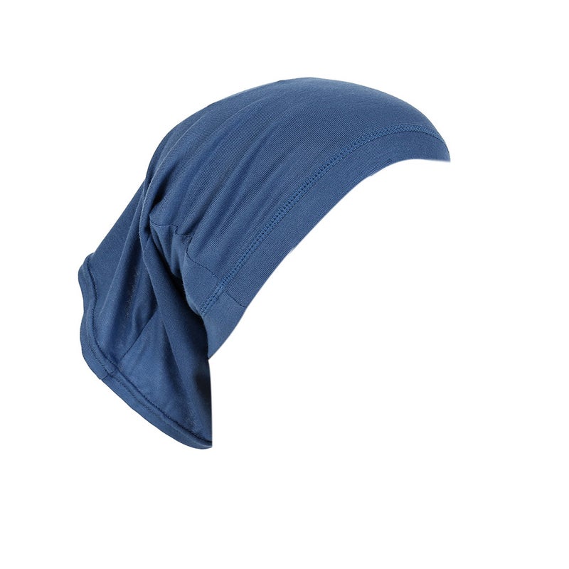 Modal Solid Color Malaysia Beanie Womens Cotton Neck Scarf Cap 21# gray blue 