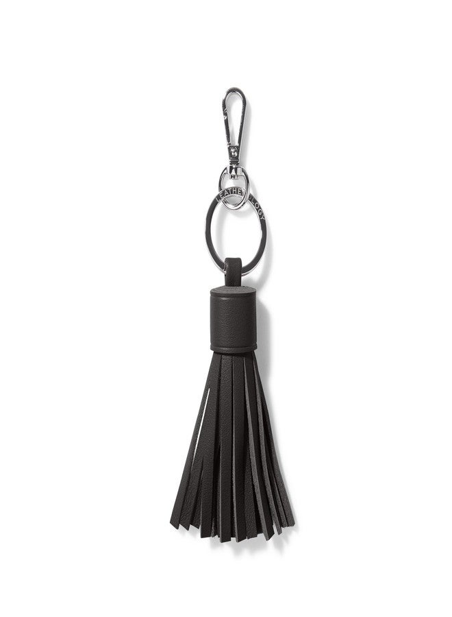 Leatherology Black Onyx Full Grain Leather Tassel Key Chain - Handcrafted Fringe Keychain with Metal Clip | Stylish, Durable Bag & Key Accessory for Everyday Use - Image 1