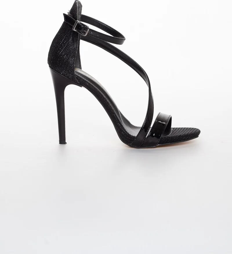 Dilimler Ayakkabı Dilimler Shoes Platform Tekbant Black Women's Heeled Evening Dress Shoes