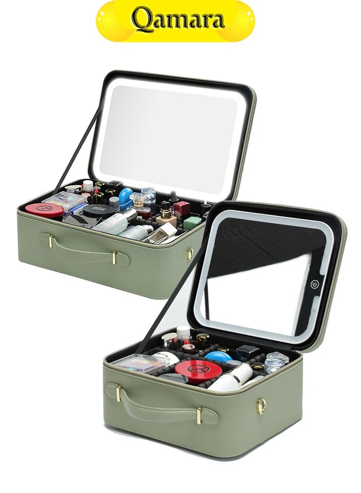 QAMARA Vanity mirror that can store cosmetics, with LED lighting, suitable for home use and for taking on the go. - Image 1