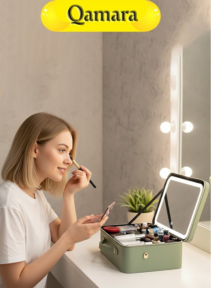 QAMARA Vanity mirror that can store cosmetics, with LED lighting, suitable for home use and for taking on the go. - Image 4
