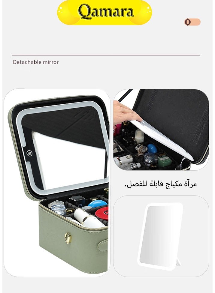 QAMARA Vanity mirror that can store cosmetics, with LED lighting, suitable for home use and for taking on the go. - Image 5