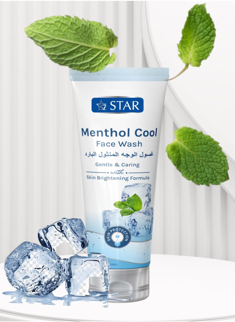 سز ستار غسول الوجه كول مينثول - منظف الوجه المرطب والمعزز للتوهج للبشرة المنعشة والمنشطة - غسول الوجه للتنظيف العميق وتبييض المسام (200 مل)  - Image 1