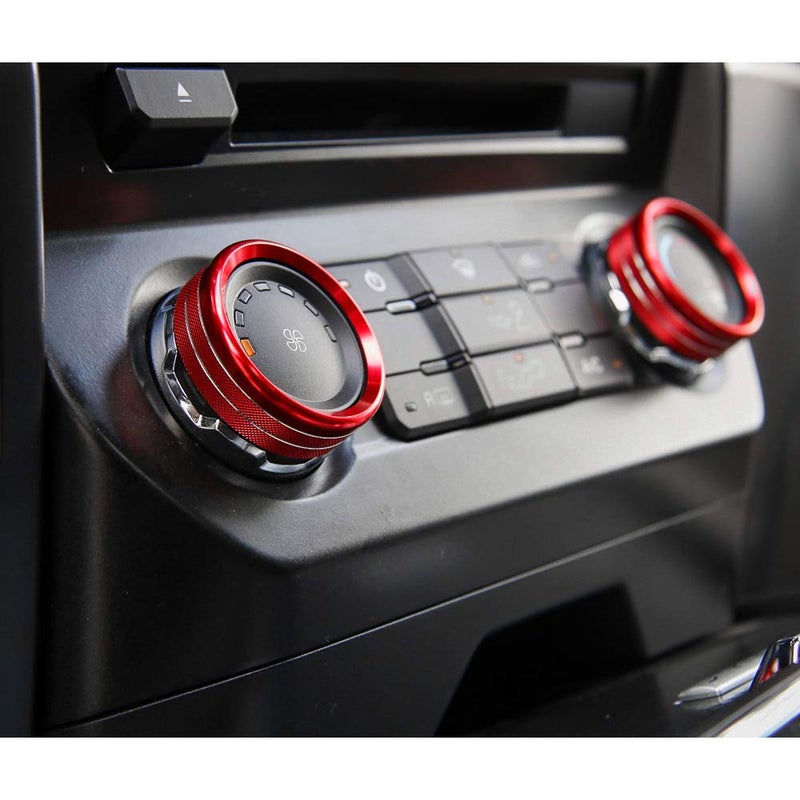 Keptrim for F150 Air Conditioner Switch & Trailer & 4WD & VOL Knob Button Trim for Ford F150 XLT 2016 2017 2018 2019, Red Aluminum, 6pcs - Image 3
